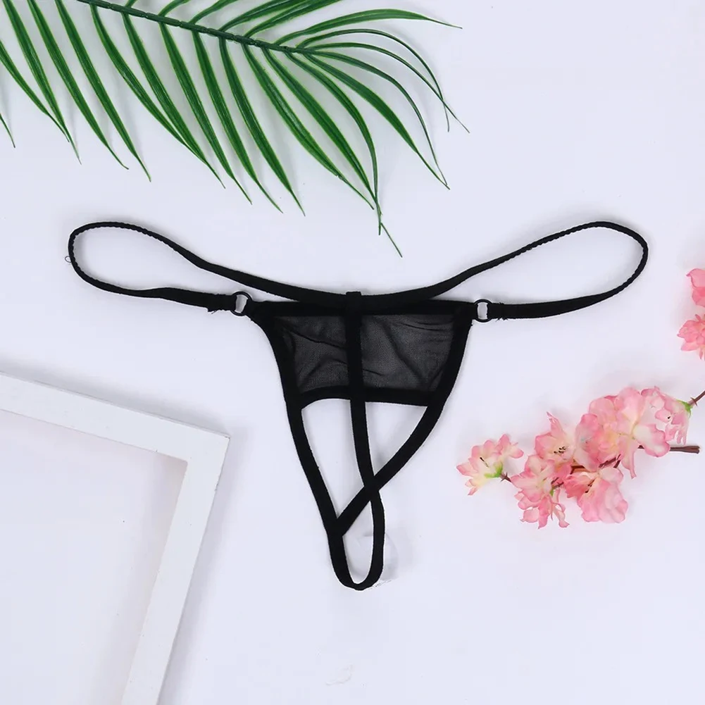 Womens T-Back See Through Underwear Sexy Lingerie Crotchless Ultra-Thin Panties Strap Hollow Underpants Low Rise G-string Thongs