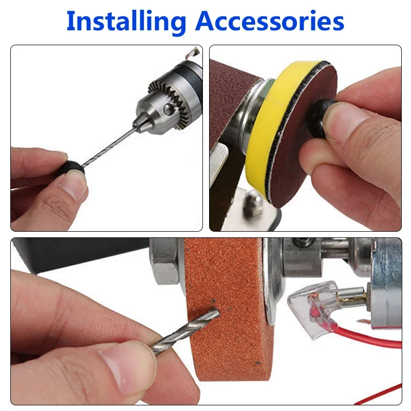 110V/220V Mini Electric Folding Abrasive Belt Sander DIY Polishing Grinding Machine Cutter Edges Sharpener Multifunctional Grin