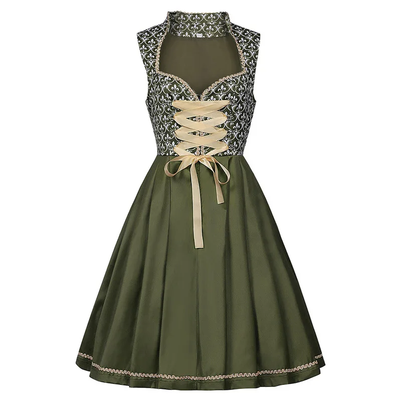 New Halloween Carnival Costume German Beer Festival Outfit, Size-Specific Suspender Pants Set, Bavarian Women's Costume