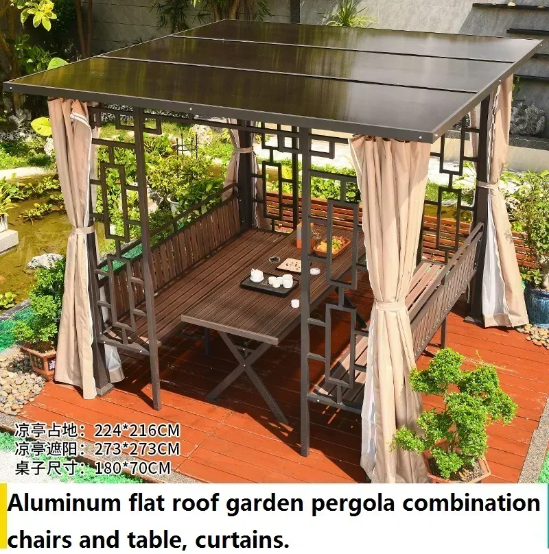 Outdoor aluminum alloy pavilion courtyard rooftop new Chinese style  villa leisure sunshade