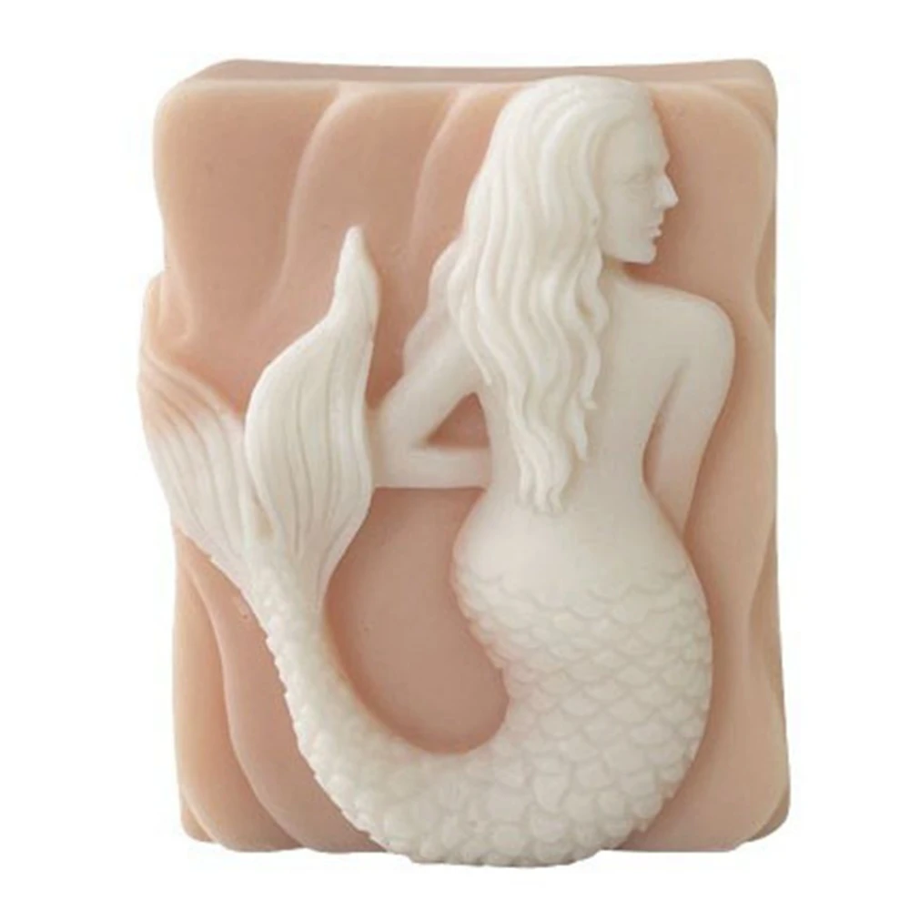 

Mermaid Aromatherapy Candle Mold DIY Block Character Relief Hand Silicone Mold Scented Making Tools 3D DIY Handmade Fragrance