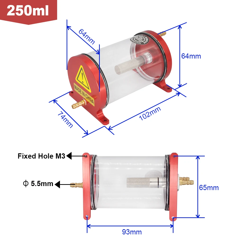 RC Transparent Turbine Jet Fuel Tank Anti-Bubble 125ml 250ml CNC Metal Cover For Jet Fixed-wing Airplane Boat Model