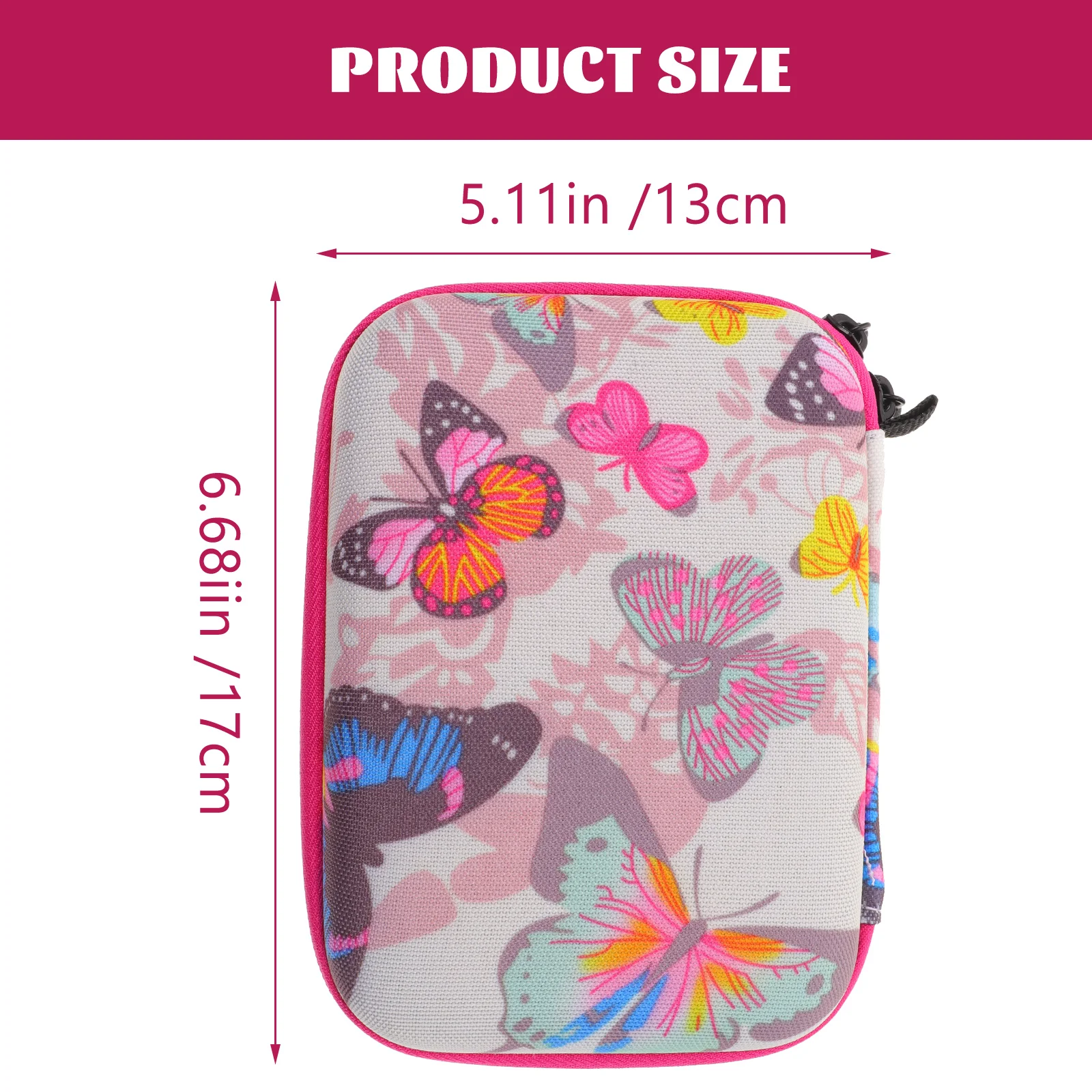 Kids Camera Case Camera Carrying Case Travel Camera Bag Holder with Closure White butterfly print 15 grid rose red zipper bag