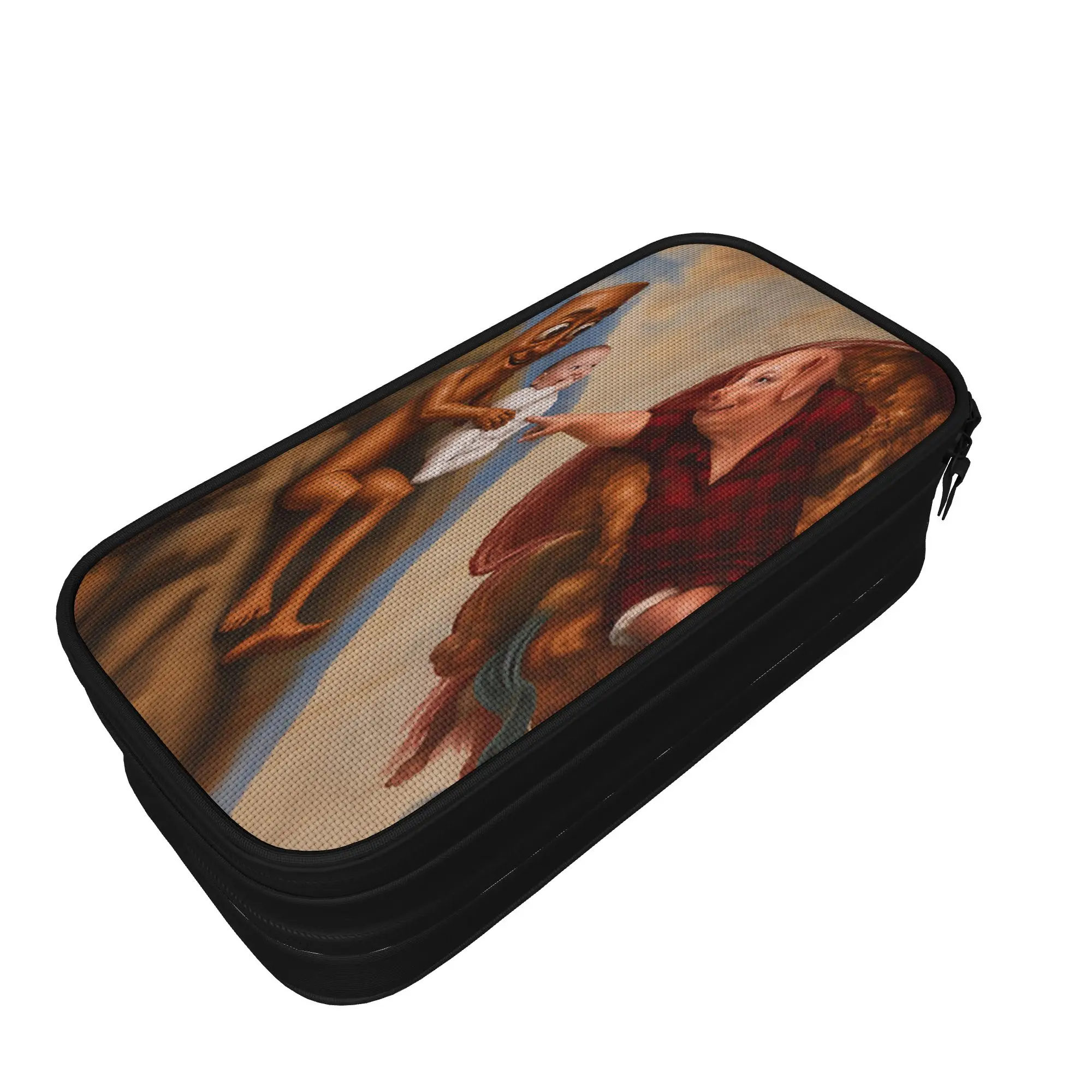 John Pork Tung Sahur AI Baby Creation of Adam Funny Parody Pencil Case University Pencil Bag Boys Canvas School Pencil Cases