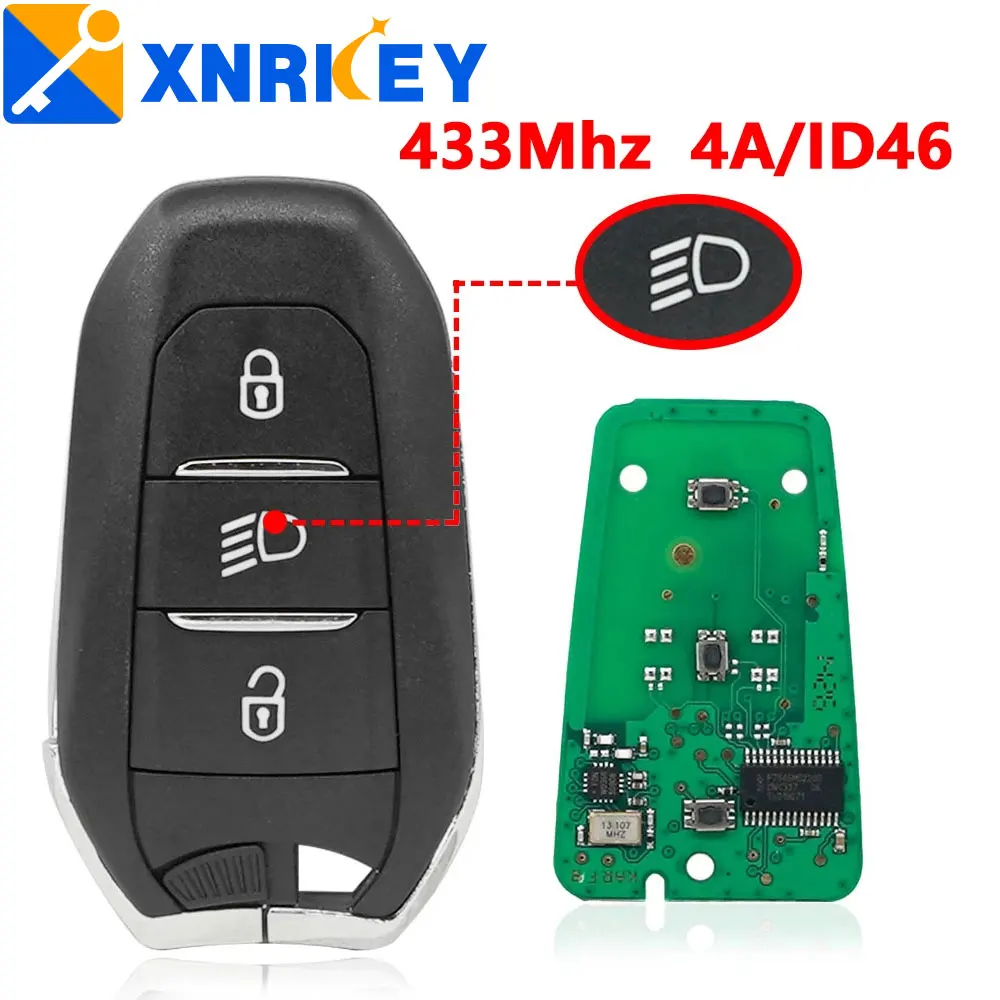 XNRKEY 3 Button Remote Car Key 4A/ID46 Chip 433Mhz FSK for Peugeot 3008 5008 2016 for Citroen C3 C5 Keyless Entry Smart Key