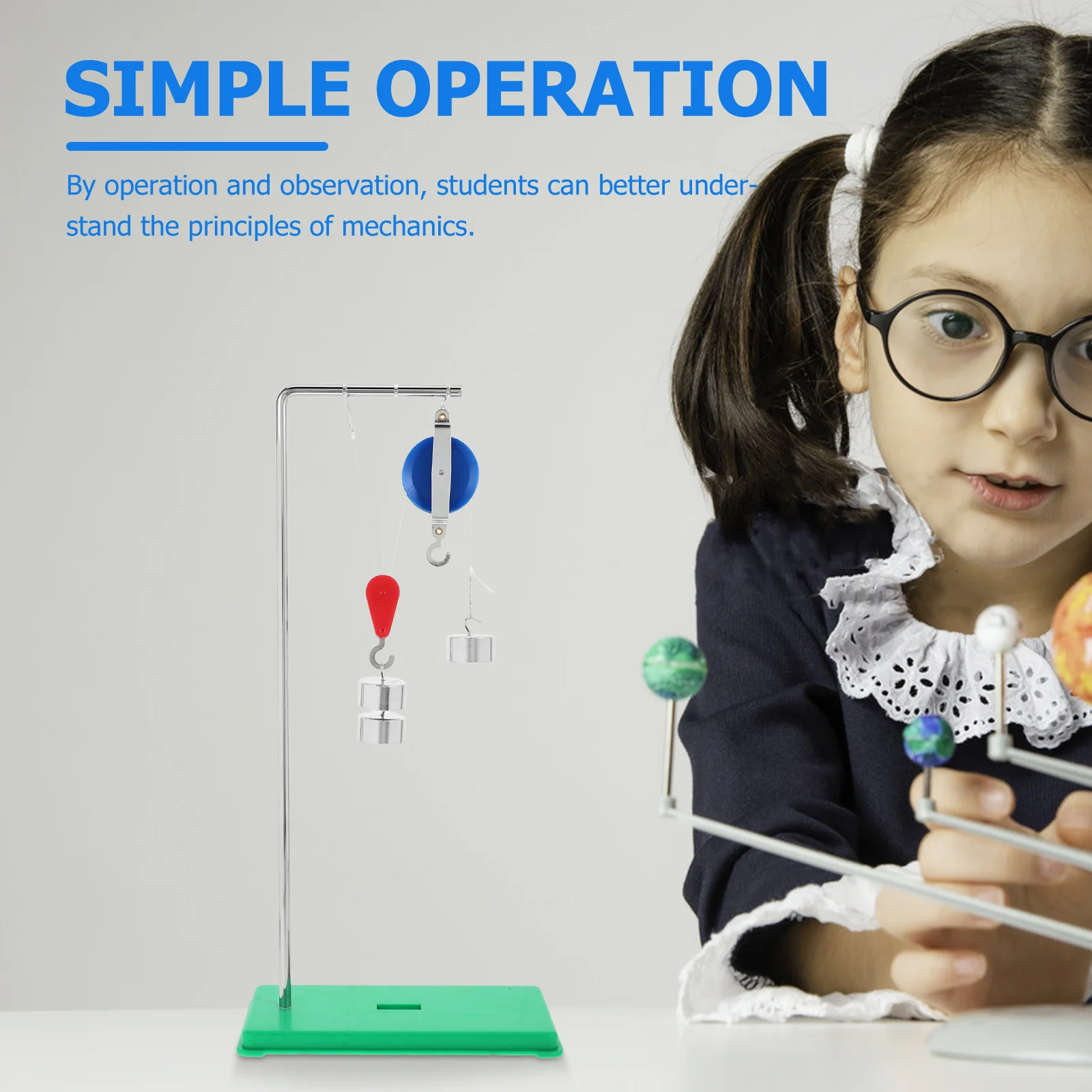 

1Set Pulley Block Set Science Education Kit for Physics Experiments Mechanical Force Distribution Learning Tool ABS Iron