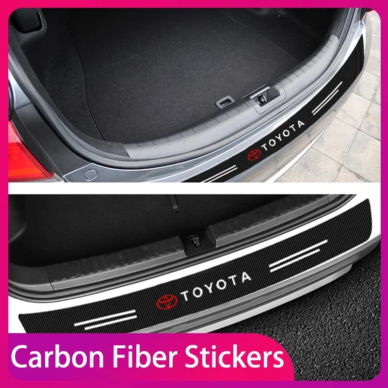 مانع صدمات خلفي للسيارة تحميل حافة ألياف الكربون فيلم حامي ملصقات لتويوتا برادو Rav4 يارس هايلكس بريوس أفينسيس كورولا كامري