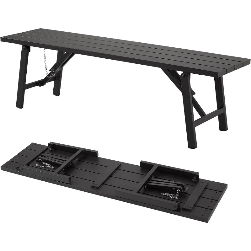 

Outdoor Folding Benches, All-Aluminum Garden Bench, Weatherproof Bench for Patio, Porch, Backyard or Garden, Black