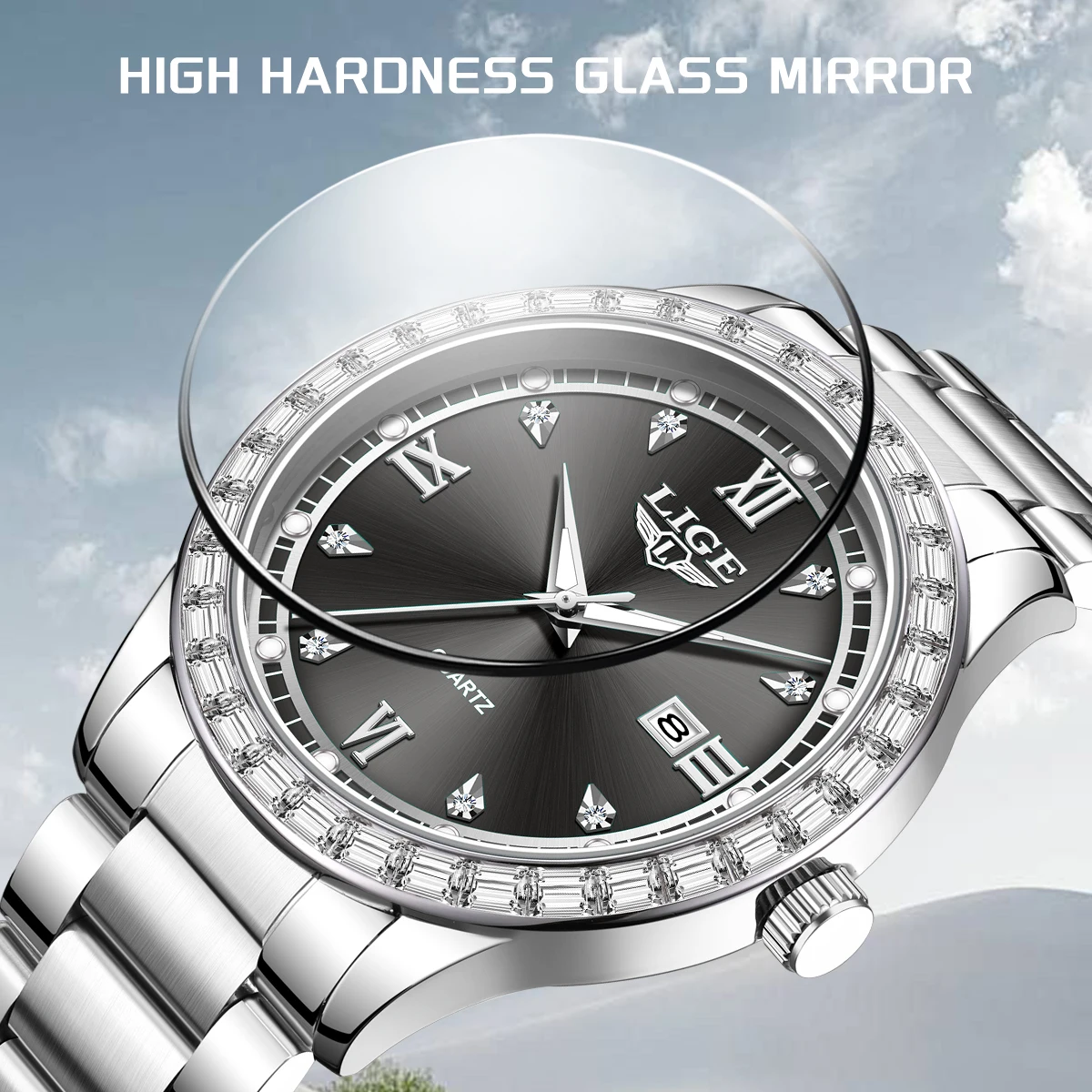 LIGE الفاخرة للجنسين ساعة 41 مللي متر الهاتفي ساعة نسائية التقويم كوارتز مضيئة مقاوم للماء ساعة رجالي موضة هدية relogios masculino