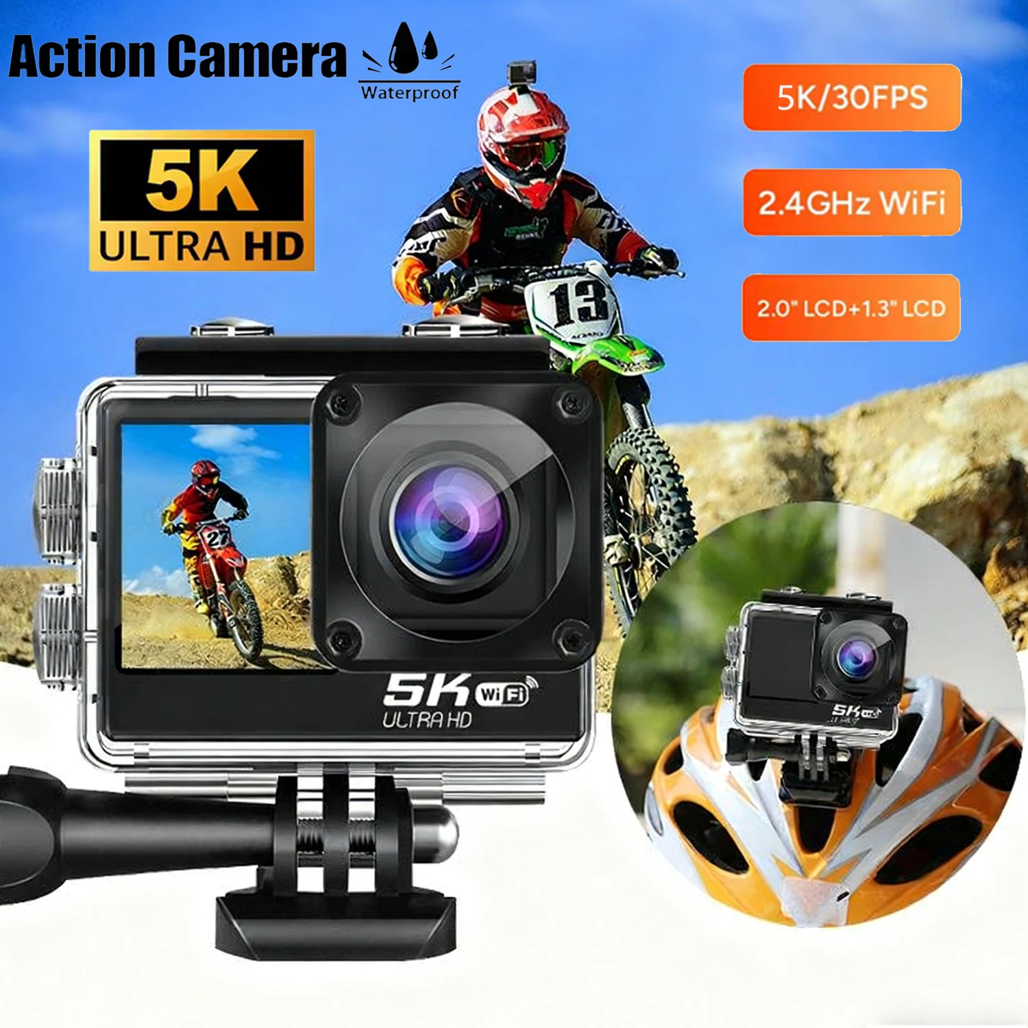 AliExpress ANSVICAM 5K Action Camera 4K60FPS WiFi Remote Control Sport Camera EIS WiFi 170°Wide Angle 30M Waterproof Bicycle Motorcycles Sports Cam