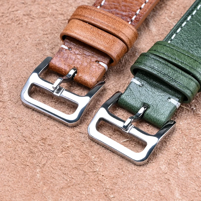 Retro Calf Leather Oil Wax Watchband Straps Quick Release 17mm 18mm 19mm 20mm 21mm 22mm Universal Wrist Band For Huawei GT5/4/3