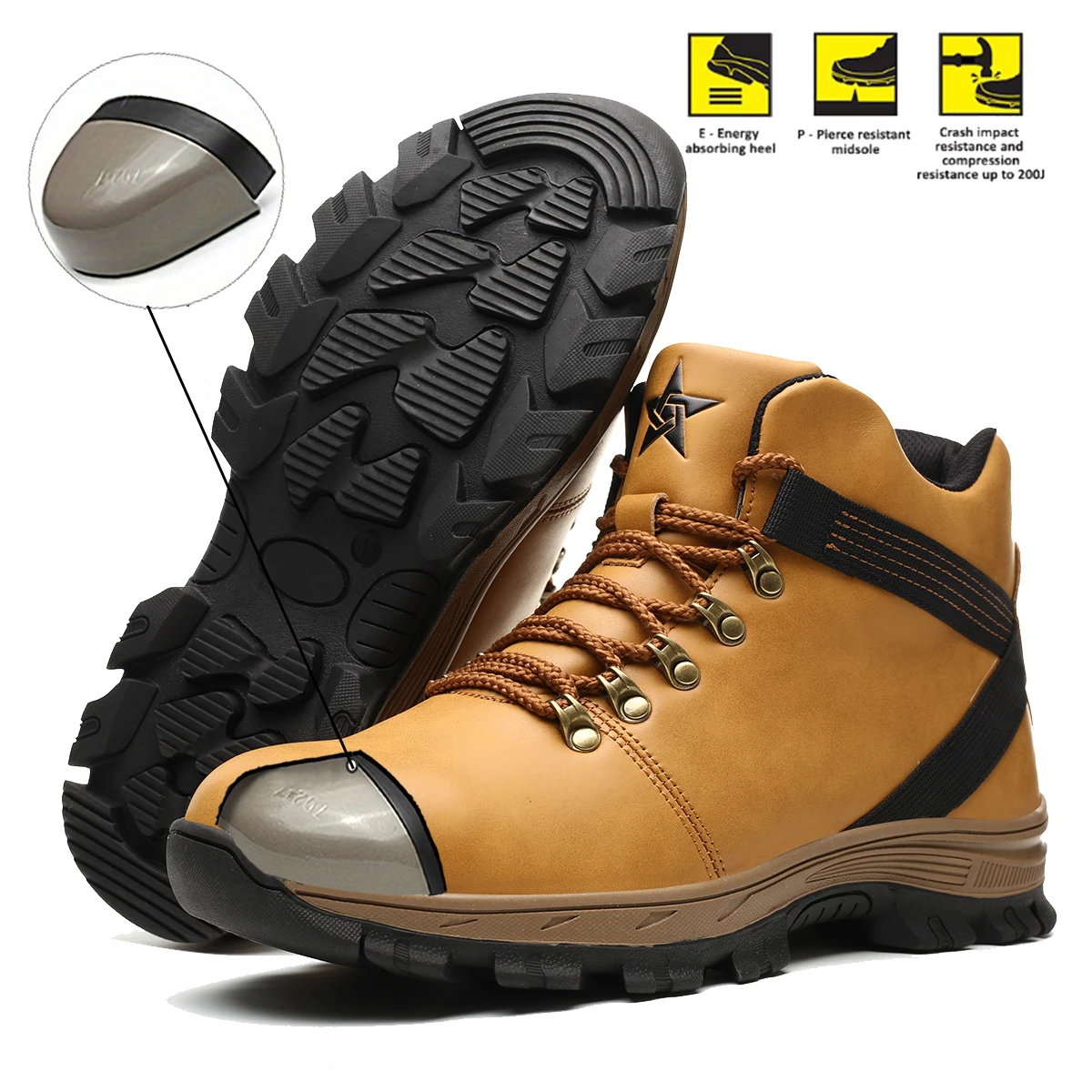 Mens Work Sneakers Protective Shoes Safety Industrial Puncture-Proof Anti-smash Steel Toe Shoes Indestructible Waterproof Boots