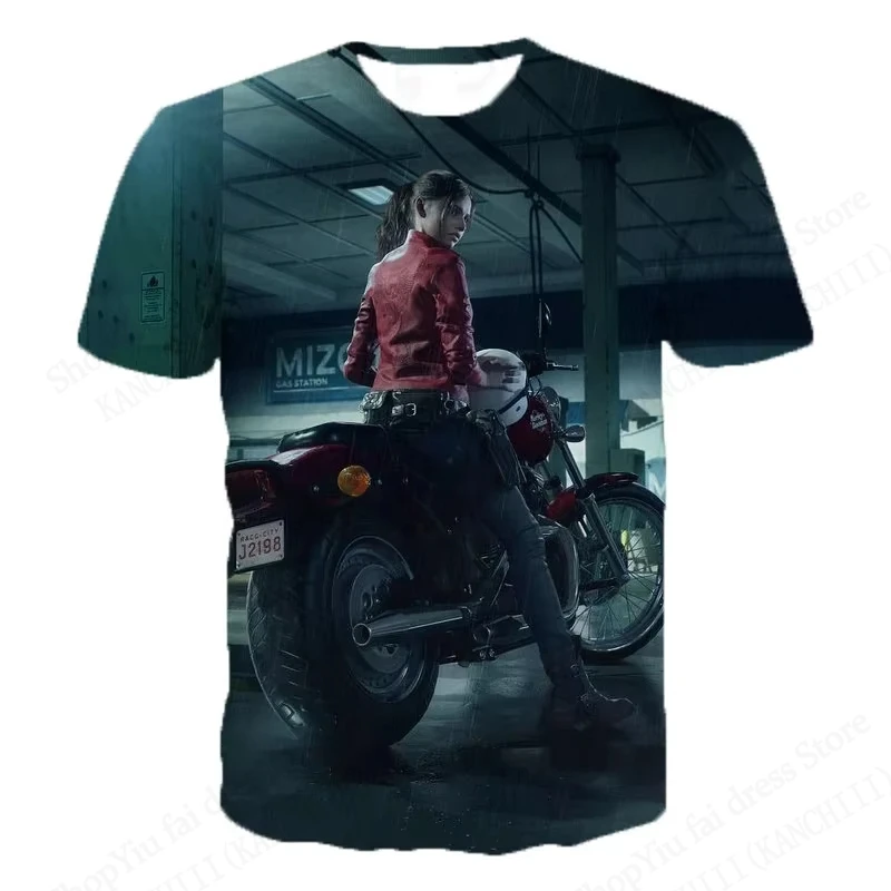 2025 موضة جديدة لعبة الشر المقيم ثلاثية الأبعاد تي شيرت مطبوع الرجال النساء تي شيرت قصيرة الأكمام رداء علوي غير رسمي تيز الصيف الجرافيك التي شيرت الصبي