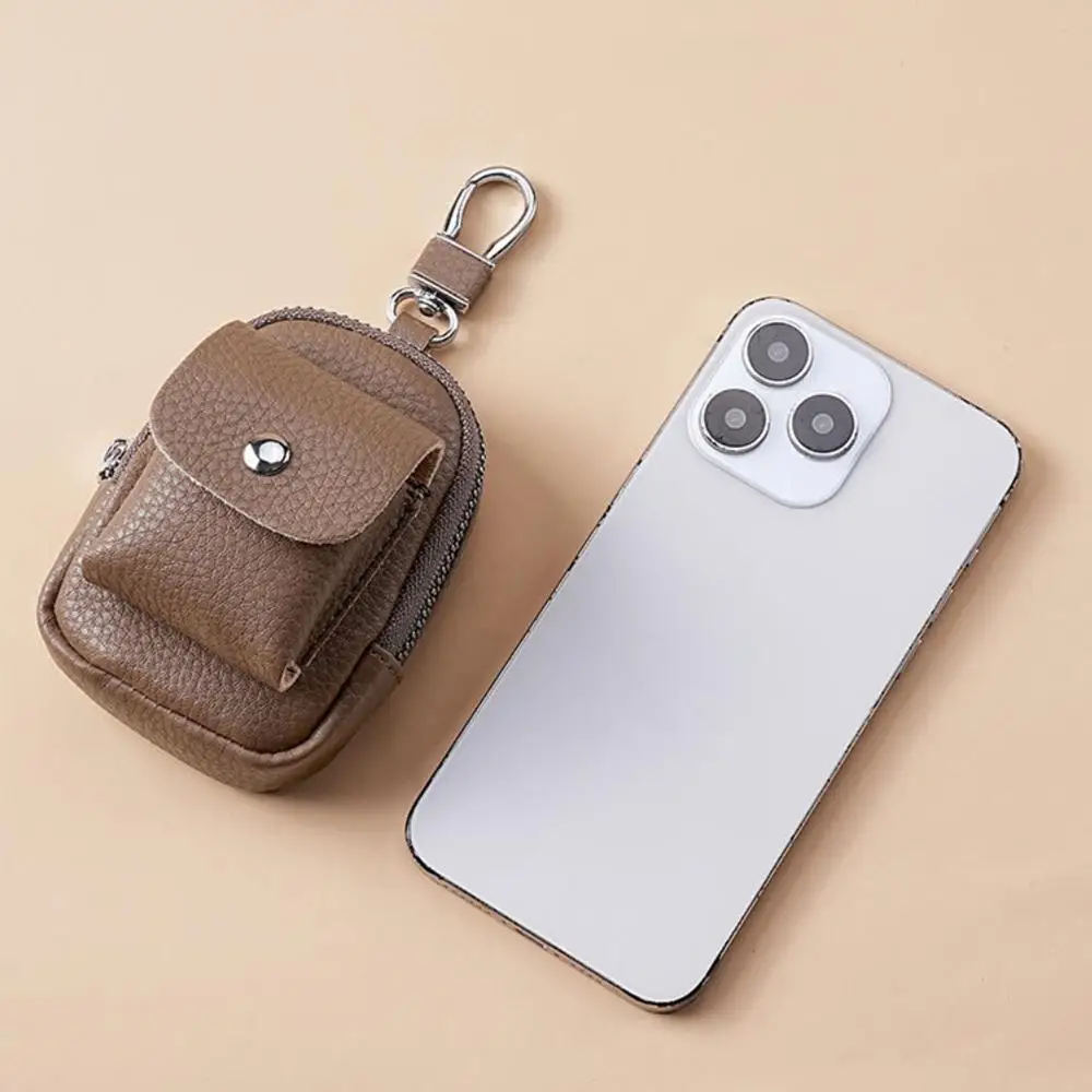 Mini Key Bag Pu Leather Coin Purse Keychain Zipper Coin Holder Portable Small Change Pouch For Women Travel Outdoor Activities
