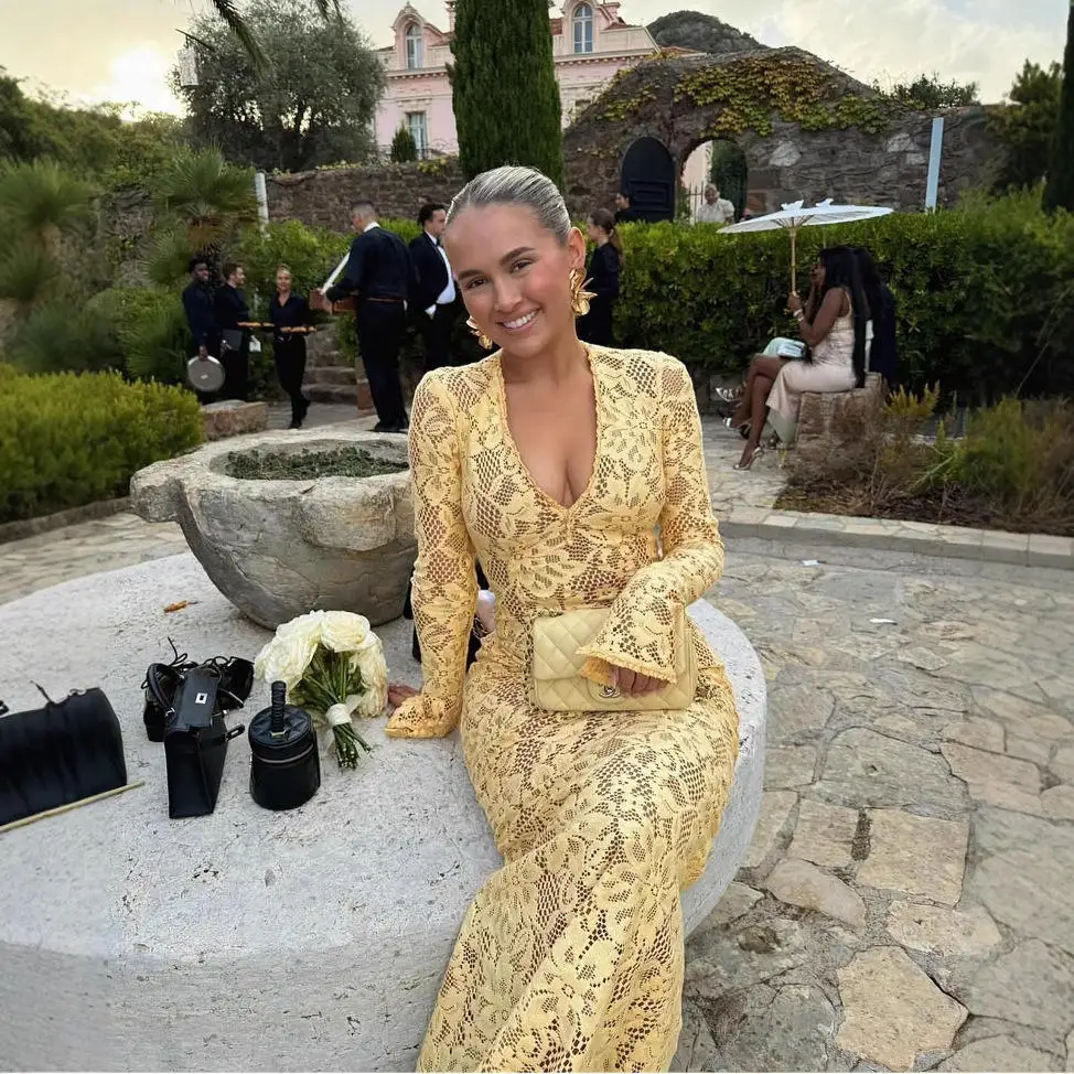 Sexy Deep V Long Sve Me Hollow out Fi Tail Dr High Waist Spring Single Piece Women's Sweet And Spicy Sle Dr