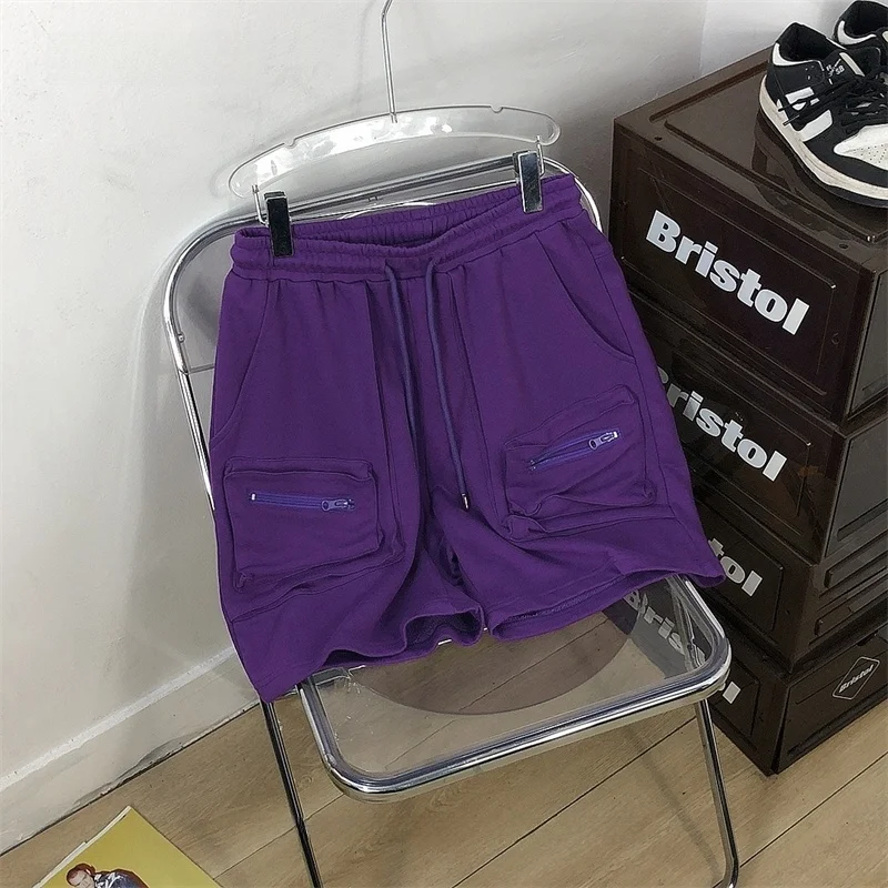 

Simple Pure Color Men's Casual Pants Summer Cotton orts Zip ket Straight Leg Youthful Vitali Sle Basic Color Trendy ...