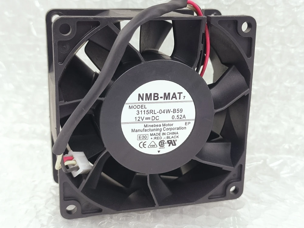 NMB-MAT 3115RL-04W-B59 E00 DC 12V 0.52A 80X80X38mm Server Cooling Fan