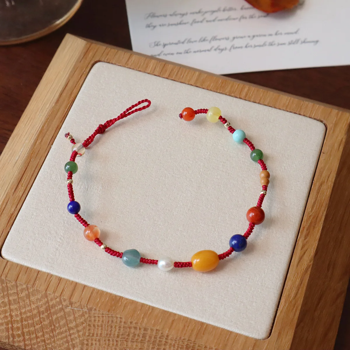 

Ruifan Luxury Natural Amber Red Agate Jade Lapis Lazuli Crystal Multiple Gemstones Handmade Braided Woven Bracelets Women 1595