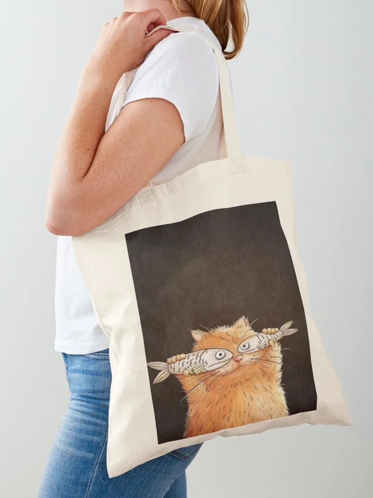 

The cat with fish eyes. Tote Bag custom canvas bag Lady bag tote men women