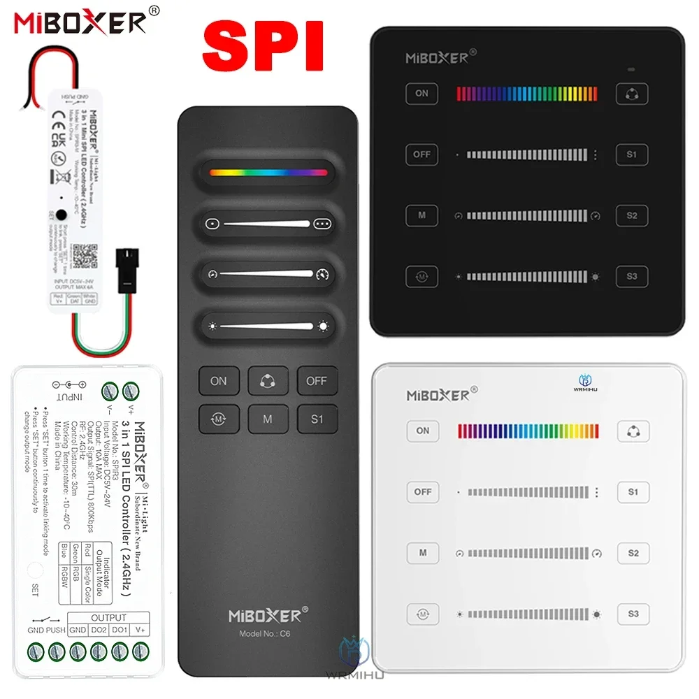 

Miboxer C6 2.4G RF Wireless Brightness Adjustable Lighting Color Temperature SPI RGB+CCT Remote Controller Magnetic WS2812B 2811