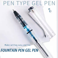 Refillable Rollerball Gel Pen for Students, Replaceable 3.4 Ink Cartridges, Ink Refillable Water-based Pen, Study Stationery