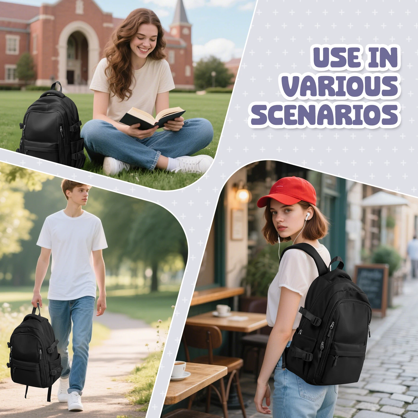 軽量カジュアルバックパック、15.6インチのラップトップバックパック、女性、男性、女の子、男の子、ティーンエイジャー向けのスクールバックパック