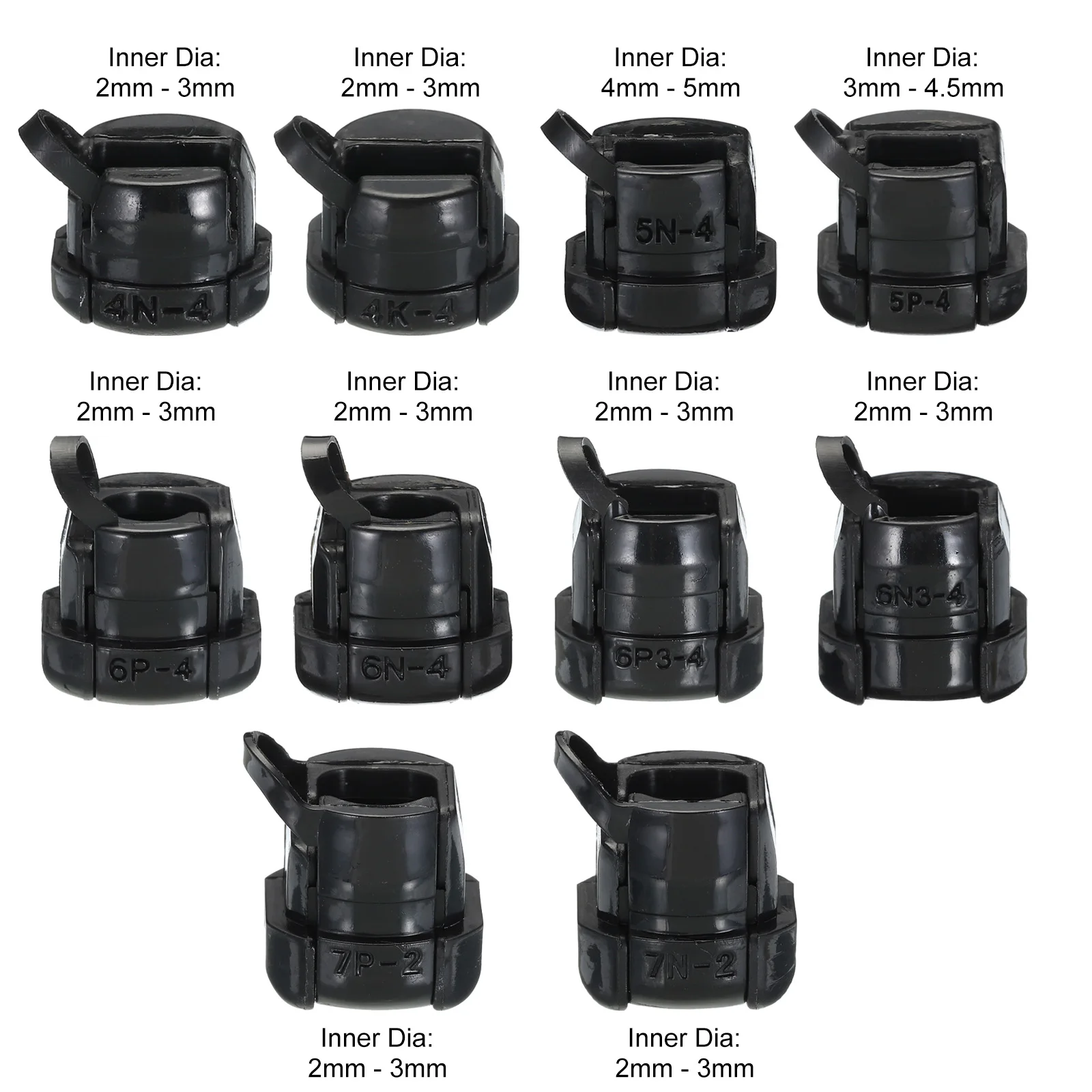 100Pcs Nylon Power Wire Cable Cord Sleeve Clip Buckle Clamp Strain Relief Bushing 4K4 4N4 5N4 5P4 6N4 6P4 6N3-4 6P3-4 7N2 7P2