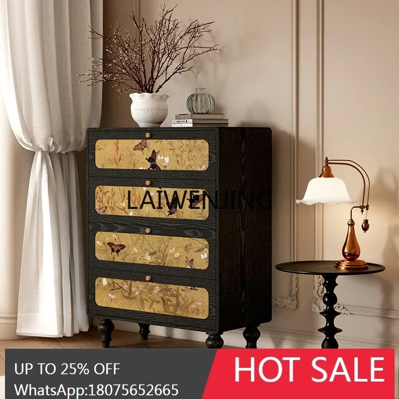 

HLZ four-chest cabinet solid wood storage bedroom bedside drawer living room entrance storage cabinet