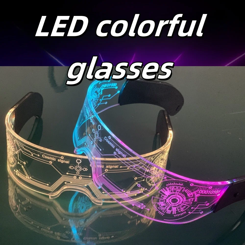 Postmodern LED Facial Light Technology Luminous Glasses RGB Punk Face Mask Festival Colorful Lighting Decoration Birthday Gift