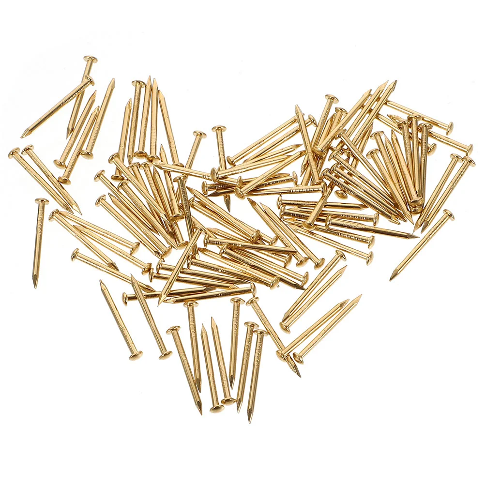 200 Pcs Brass Nails Small Charms Tiny Round Head Home Copper Hanging Lengthen Rinestoes Gkue for Furniture Finge Metallic