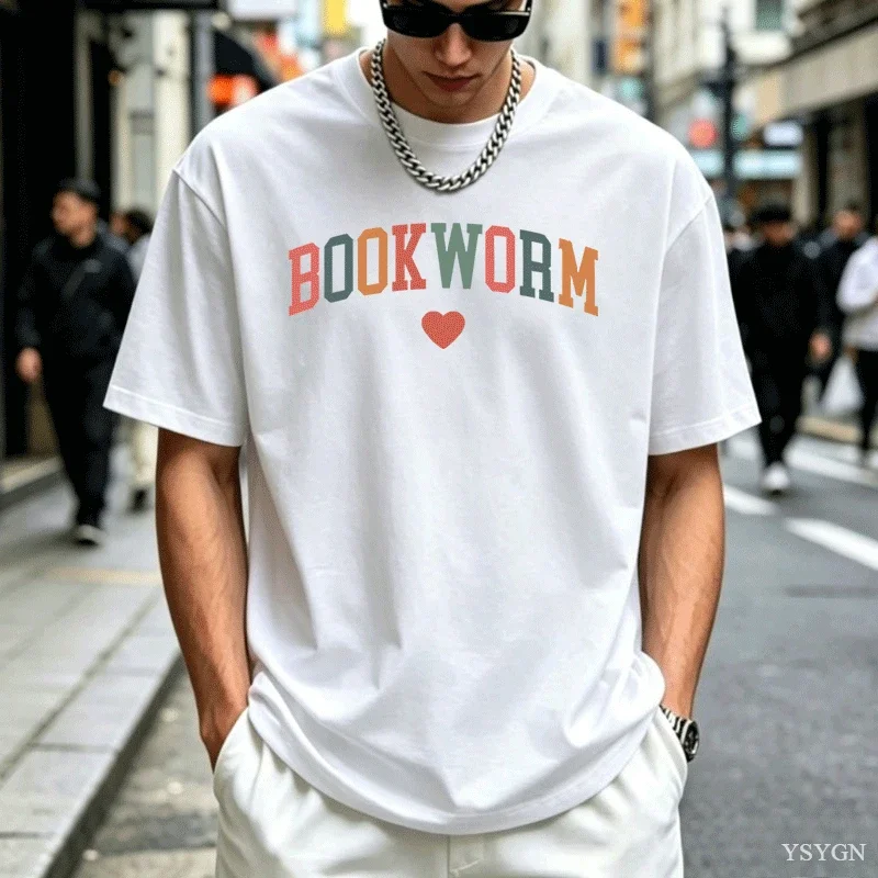 Valentine's T Shirt Men Women Cute Love Heart Funny Cassette Tape Letter Print Splicing Lover Tops Vintage Washed Streetwear Top