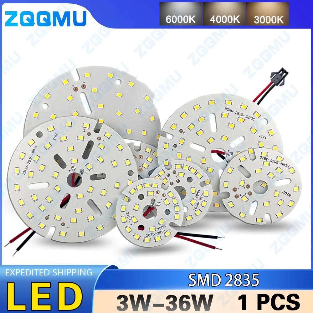 1 szt. LED SMD2835 3W 5W 7W 9W 12W 15W 18W 24W 36W Chip LED PCB żarówka źródło światła Chip LED aluminiowa płyta wtyczka lutowniczej