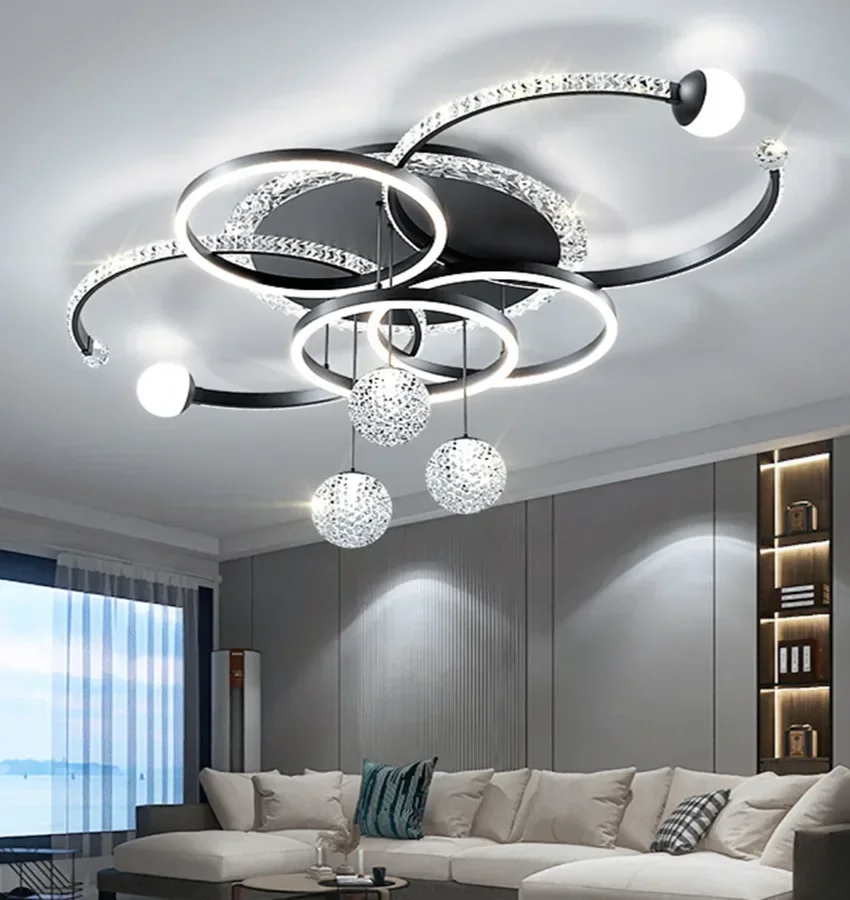 Ceiling Chandelier Gold Black White Starry Sky Pendant Lamp LED Restaurant Lamp Villa Bedroom Interior Decoration