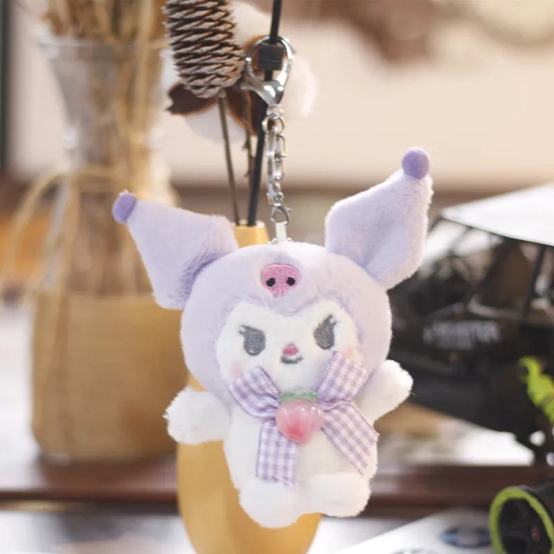 New Sanrio Kawaii Kuromi Cinnamoroll Hello Kitty My Melody Keyring Bag Pendant Stuffed Doll Cartoon Comic Figure Toys for Kids ﻿