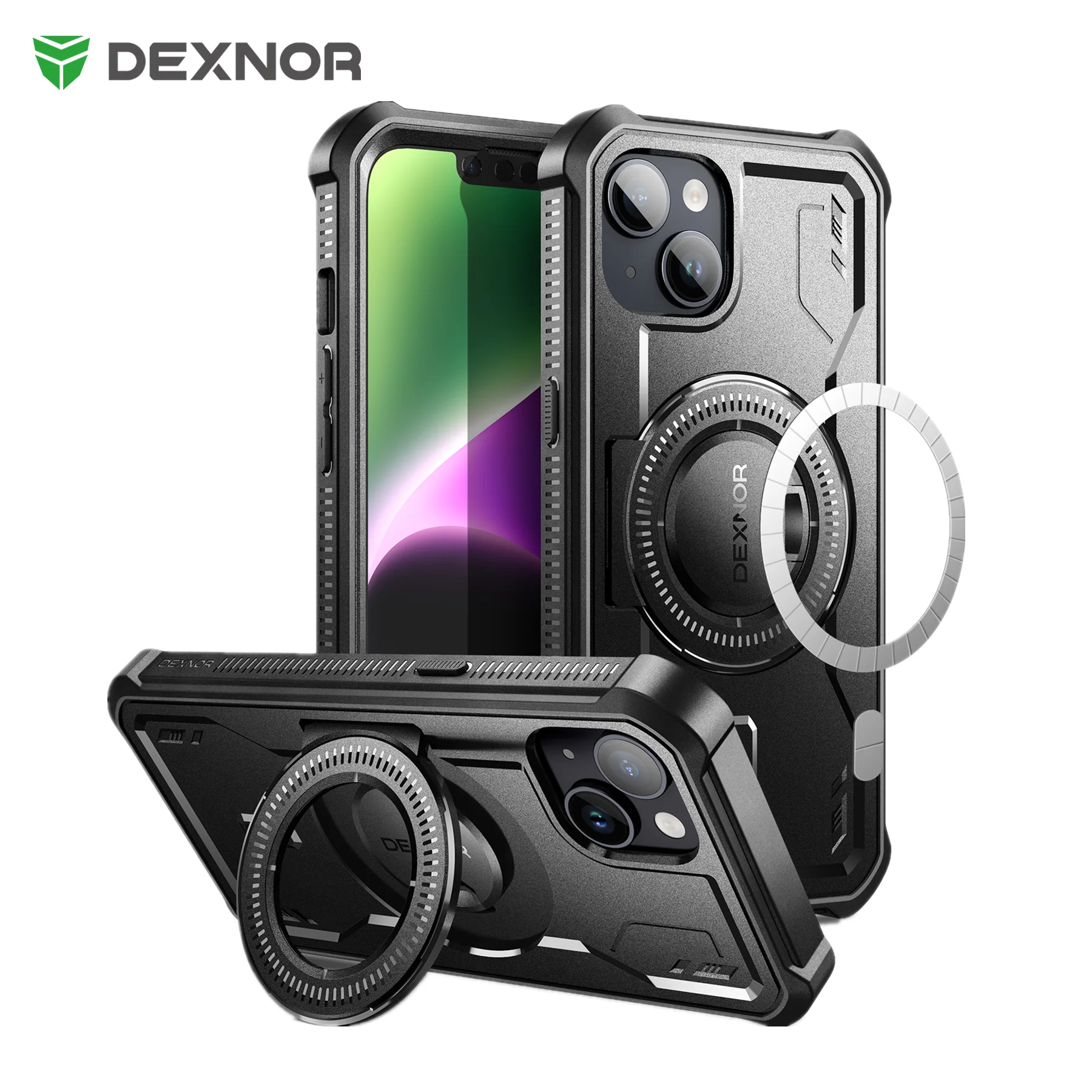 

Dexnor Magnetic Case holder for iPhone 14/13 For MagSafe Shockproof Rugged Bumper Case Protective With Built in Screen Protector