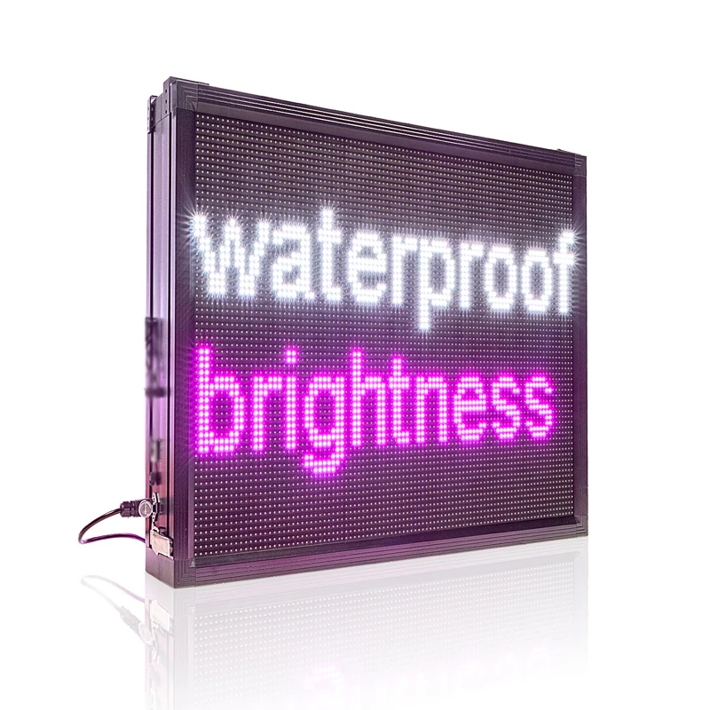 

RS232 Interface Square P8 RGB 7-Color LED Sign Programmable Scrolling Message Board for Business, Car, Store Double sided