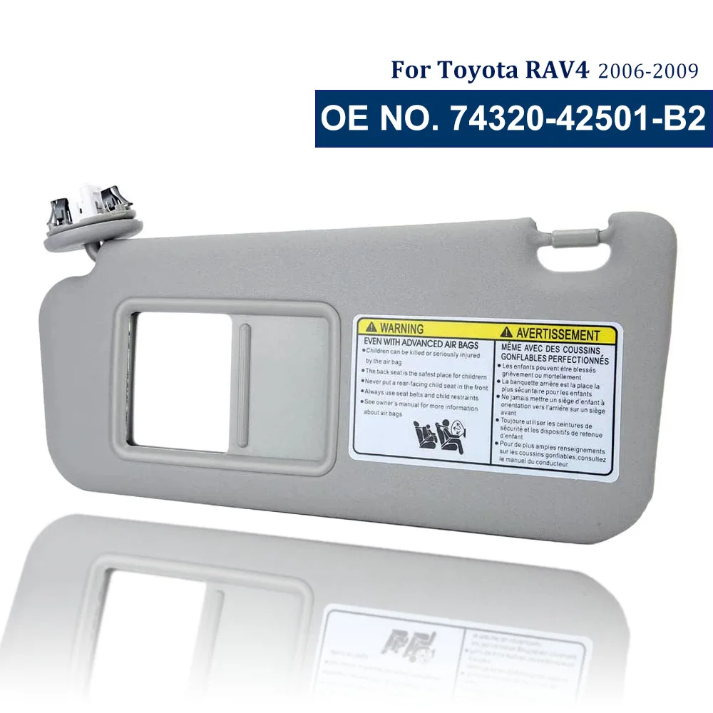 

Car Left Driver Side Sun Visor Sunshade For Toyota RAV4 2006-2009 Gray Sunroof Interior Sunvisor Shade With Light 74320-42501-B2