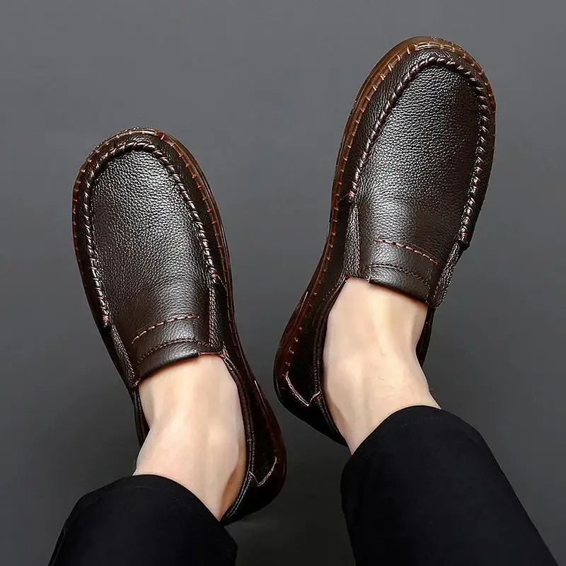 

Loafers Men's Shoes 2024 Summer New Soft Bottom Moccasins Men's Genuine Leather One Foot