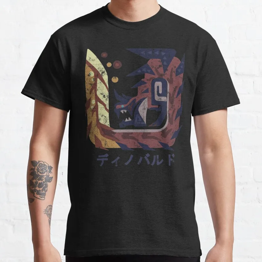 

Monster Hunter World Iceborne Glavenus Kanji Retro gift t shirt Cartoon Video game MHW Graphic Tee Y2K Clothes All size tops