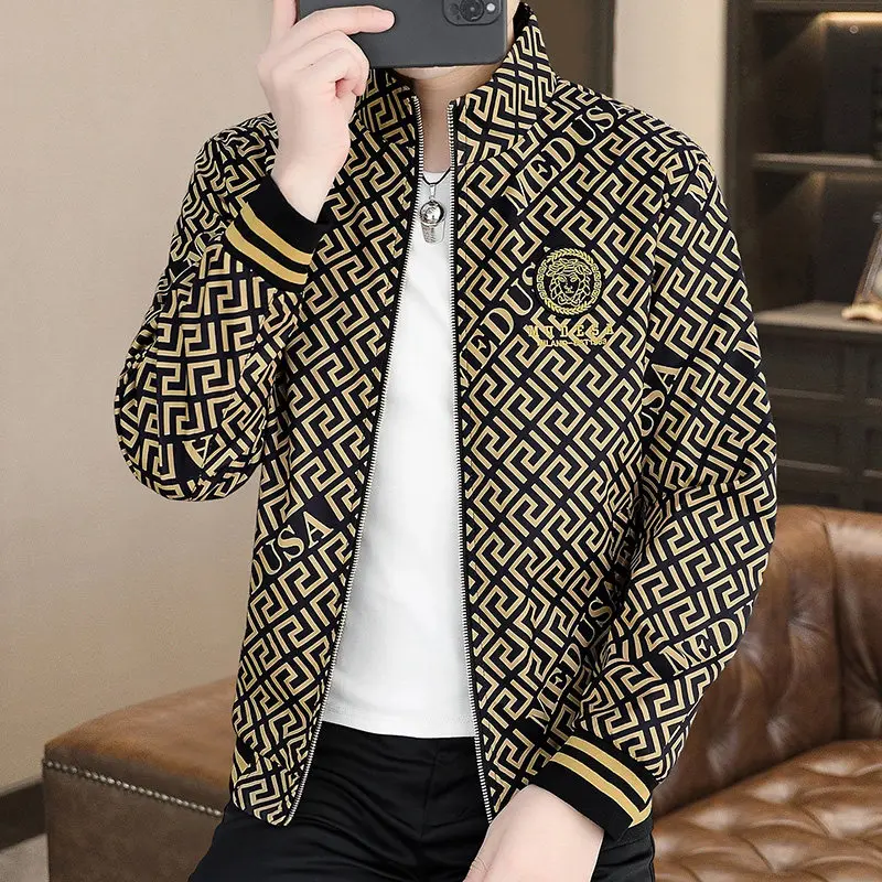 

Мужская модная приталенная повседневная куртка с длинным рукавом из полиэстера, весна-осень 2026, молодежный тренд