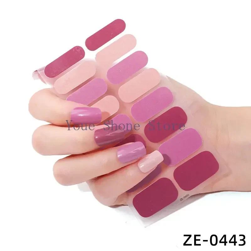 16 Finger Macaron Gradient Color Onion Pink  Pure Color Sticks DIY Waterproof Nail Bag Cute Self Adhesive Nail Art Sticker