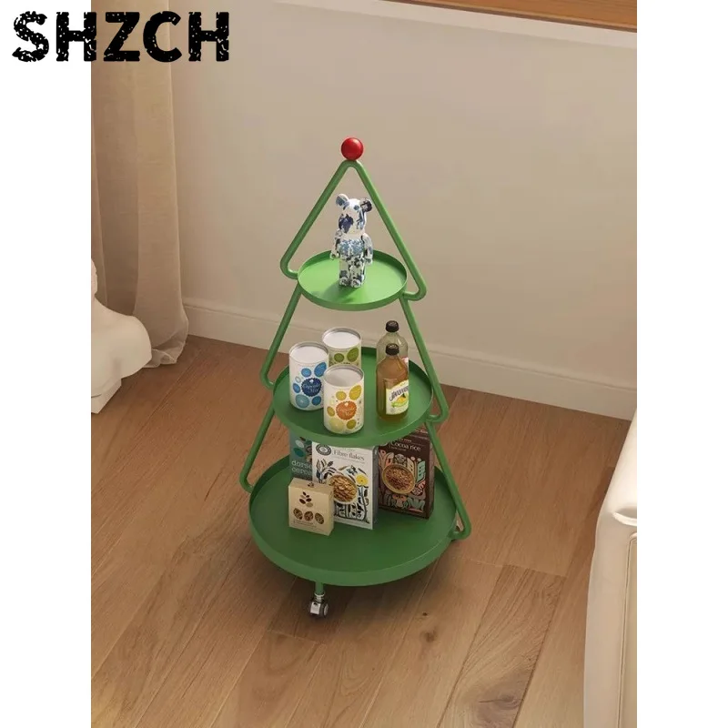 Christmas Tree Living Room Sofa Side Table Minimalist Modern Movable Three-Layer Small Coffee Tables Bedroom Nightstand Shelf