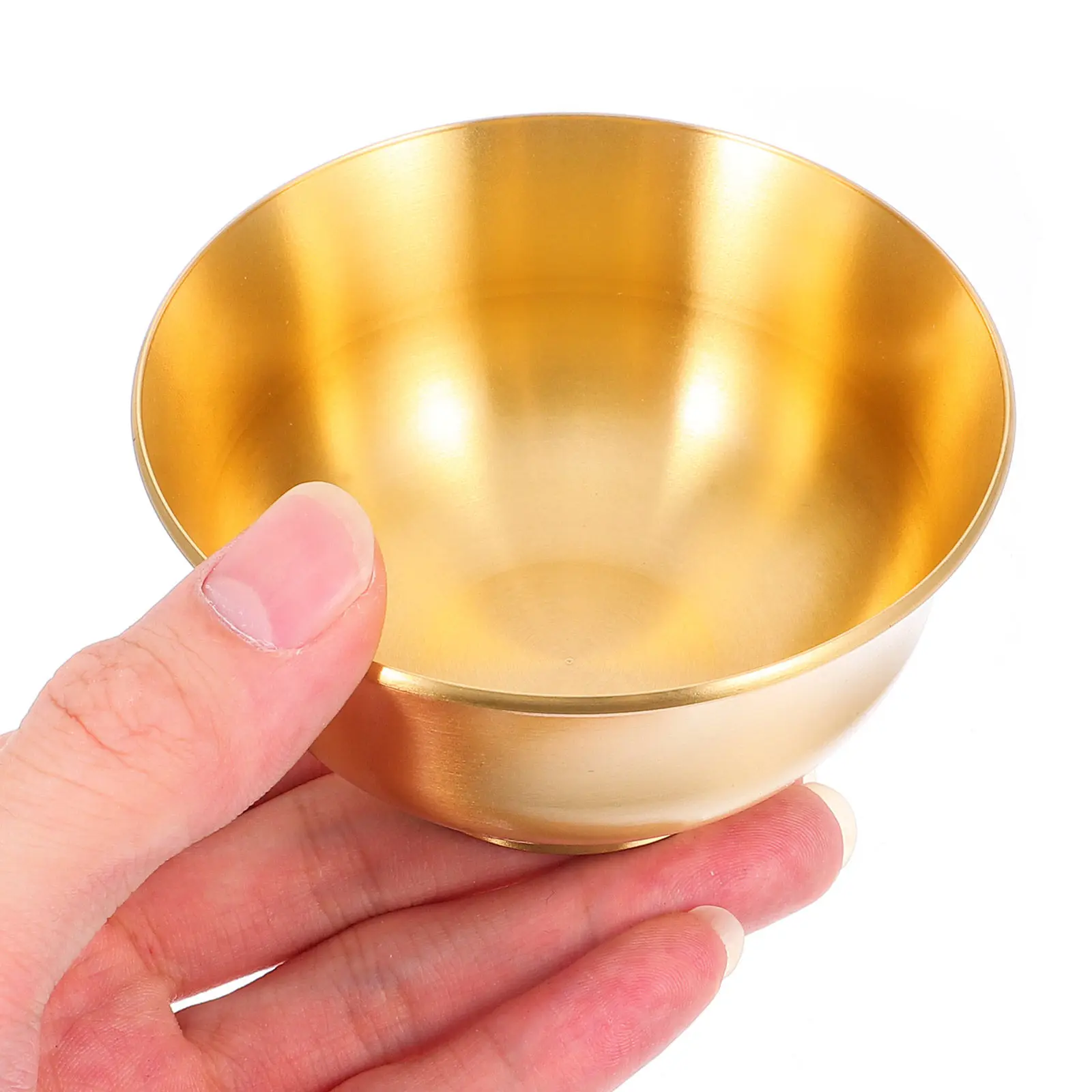 Polished Brass Treasure Offering Bowl Water Supply Bowl Decorative Home Temple Prayer Meditation Tool Water Offering Tool