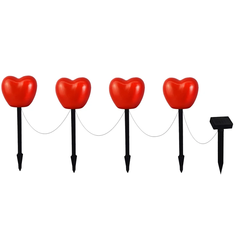 Set Of 6 Solar Heart Stake Lights For Valentines Day Decor, Outdoor Waterproof Heart Shaped Light For Garden Pathway Durable