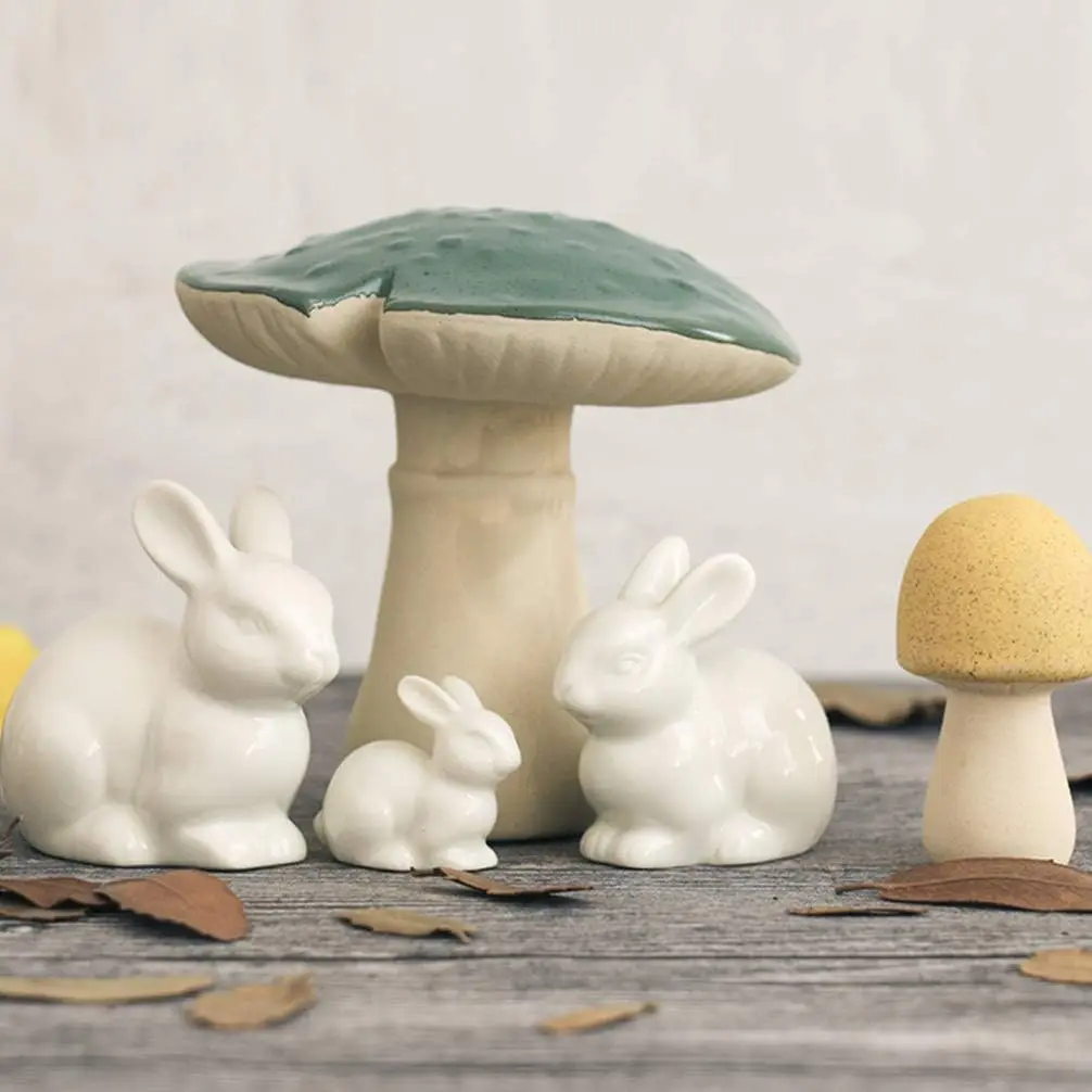 

2025 Easter Decoration Bunny Cute Simulated Ceramic Rabbit DIY Doll House Animal Ornaments Festival Party Gifts For Children