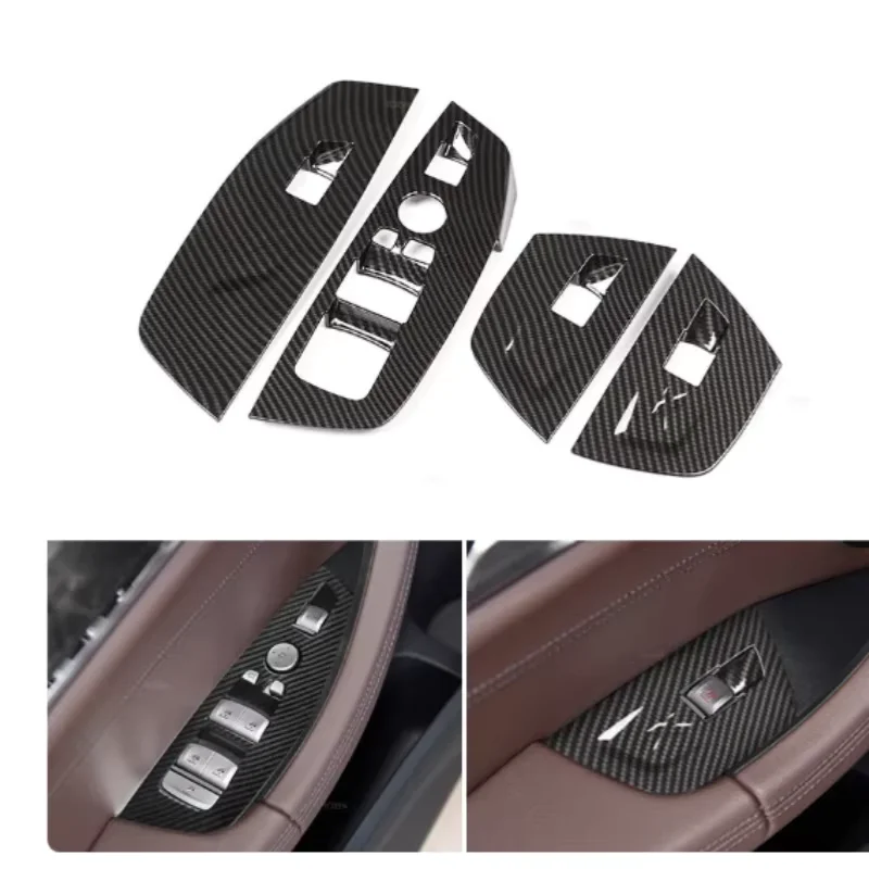 Car-styling ABS Carbon Fiber Texture Door Window Switch Control Panel Frame Cover Trim For BMW X3  2018 2019 2020