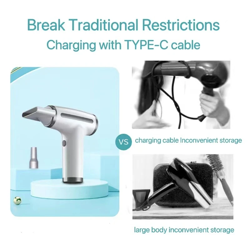 مجفف شعر متعدد الوظائف USB لاسلكي ، عالي الطاقة ، تنظيف سريع للرياح ، نفخ الغبار ، مجفف النفخ ، منزلي ، خارجي #6