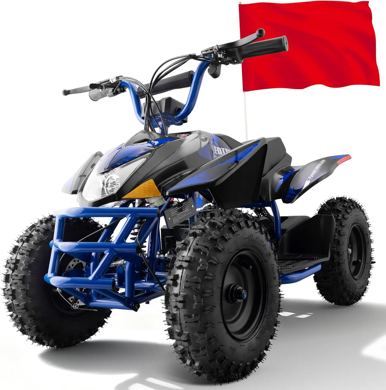 

Wheeler for Kids, 500W Electric ATV Adjustable Speed 12/15MPH, Kids ATV with Disc Brake, Dual Suspension and Headlights (Blue01)