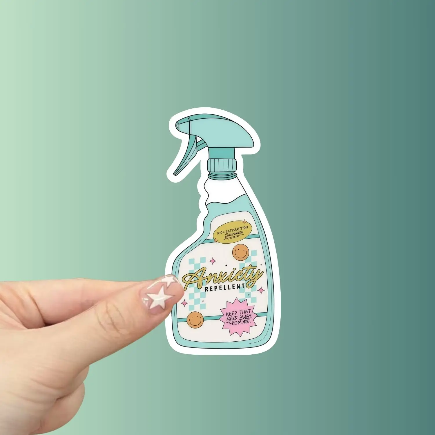 4-teiliges Set Angstlinderungsspray Glitzer-Aufkleber, Wasserfeste Vinyl-Sticker für Auto, Laptop, Wasserflasche
