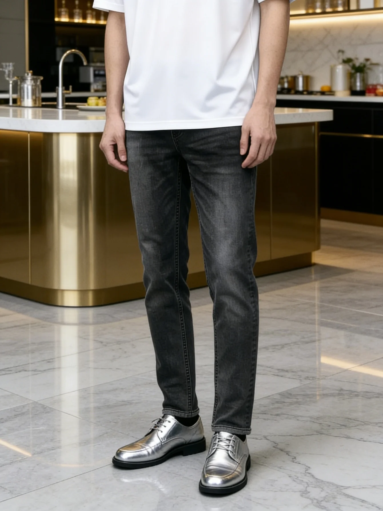 Men’s Black Slim Denim Jeans Y2k Drip Stylish Everyday Pants No accessories or belts included